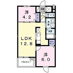 リバーサイドヒル 4階2LDKの間取り