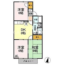ハートホーム大西 3DKの間取図画像