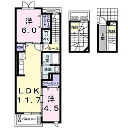 チェリーブロッサムI 3階2LDKの間取り