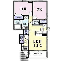 グランソーレA 1階2LDKの間取り