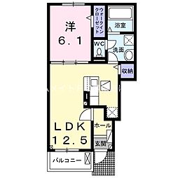 フェリックスコート西内張ノース 1階1LDKの間取り