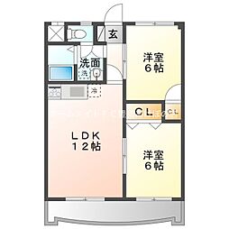 フィオーレ豊橋 6階2LDKの間取り