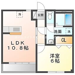 ライフイン・重森 2階1LDKの間取り