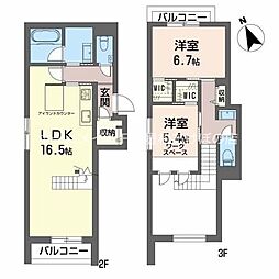 ベルフィオーレK 2階2LDKの間取り