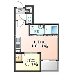 Jack funamachi II 2階1LDKの間取り