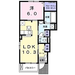 エスポワールK&L　IV 1階1LDKの間取り