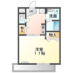 メゾン福谷III 3階1Kの間取り