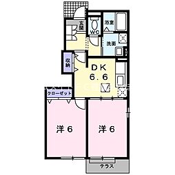 ドルフ・サンフラワー　II 1階2DKの間取り