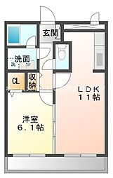 グランジール 2階1LDKの間取り