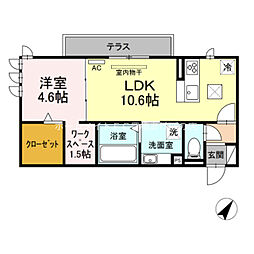 ビラ賀殿 1階1LDKの間取り