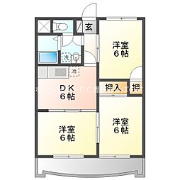 フィオーレ豊橋 2階3DKの間取り