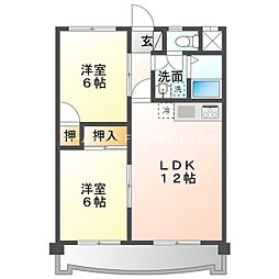 フィオーレ豊橋 5階2LDKの間取り