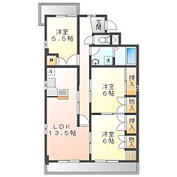 東マンション 3LDKの間取図画像