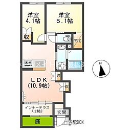 エスベランサV 1階2LDKの間取り