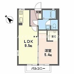 ノイエス前田南 1階1LDKの間取り