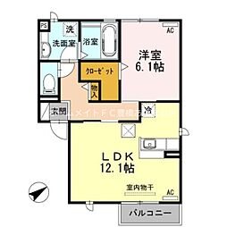 D-Room水車 1階1LDKの間取り