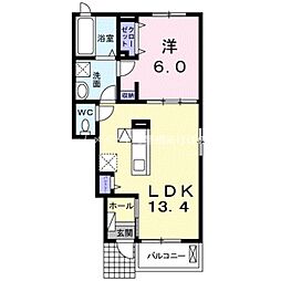 ロイヤルイーストA 1階1LDKの間取り