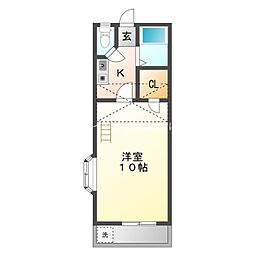 セザンヌ新栄2 1Kの間取図画像