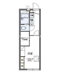 レオパレスイーストI 1階1Kの間取り