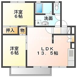 プロヴァンス飯村 2階2LDKの間取り