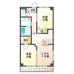 ブロードタウン神野II　A棟 1階2LDKの間取り