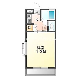 サントラストA 1Kの間取図画像