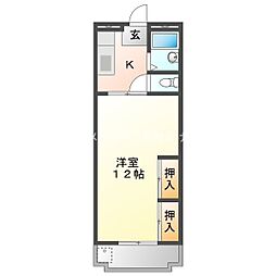 マンションツツジ 1Kの間取図画像