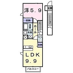 パルク　プロムナード 2階1LDKの間取り