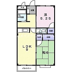 エルディム西町東 2LDKの間取図画像