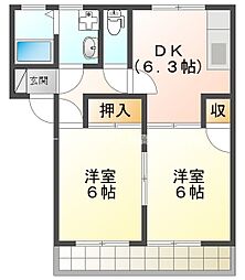 アーバンハイツA 2DKの間取図画像