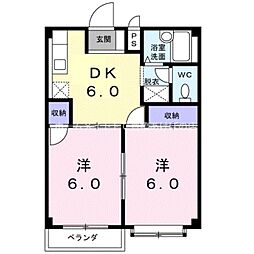YMシャトー 2DKの間取図画像