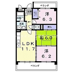 パラマウントビレッジ東岩田A 3LDKの間取図画像