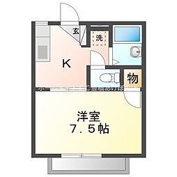 ウラヤマハイツ 1Kの間取図画像