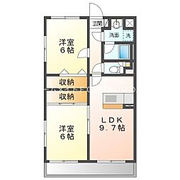 メゾンドクレアール 2LDKの間取図画像