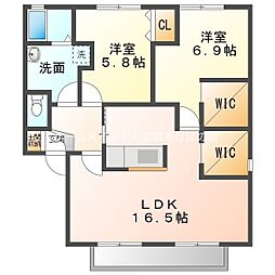 フレシールTUKI 2LDKの間取図画像