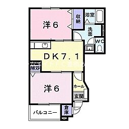 プログレスA 2DKの間取図画像