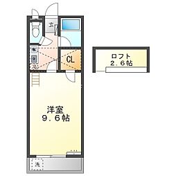セザンヌ野依 1Kの間取図画像