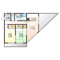 ウエスト2 2LDKの間取図画像