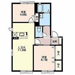 グランシード三ノ輪C 2LDKの間取図画像