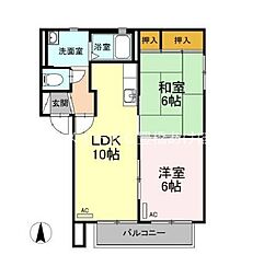 バリュージュ片西 2LDKの間取図画像