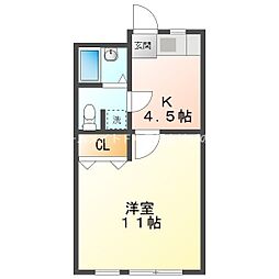 ウィングコート花田壱番館 1DKの間取図画像