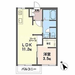 タウニー神ノ輪C棟 1LDKの間取図画像