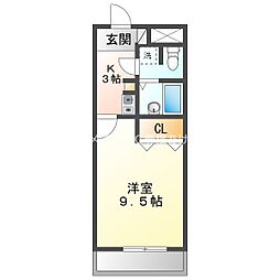 シャンテ豊橋 1Kの間取図画像