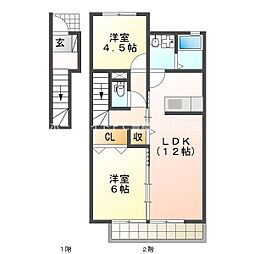ボンフール 2LDKの間取図画像