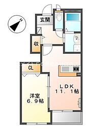 グランドライン 1LDKの間取図画像