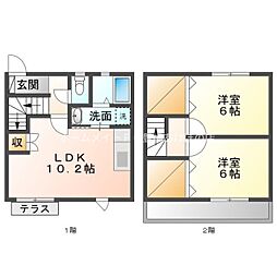 パーク・イースト 2LDKの間取図画像