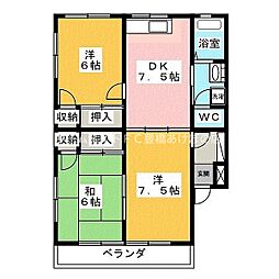 ウィングコート叶 3DKの間取図画像