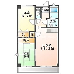 メゾンソレイユ 2LDKの間取図画像