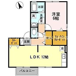 ヴィラージュルピナC 1LDKの間取図画像