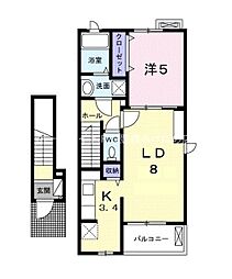 ボヌール山田館A 1LDKの間取図画像